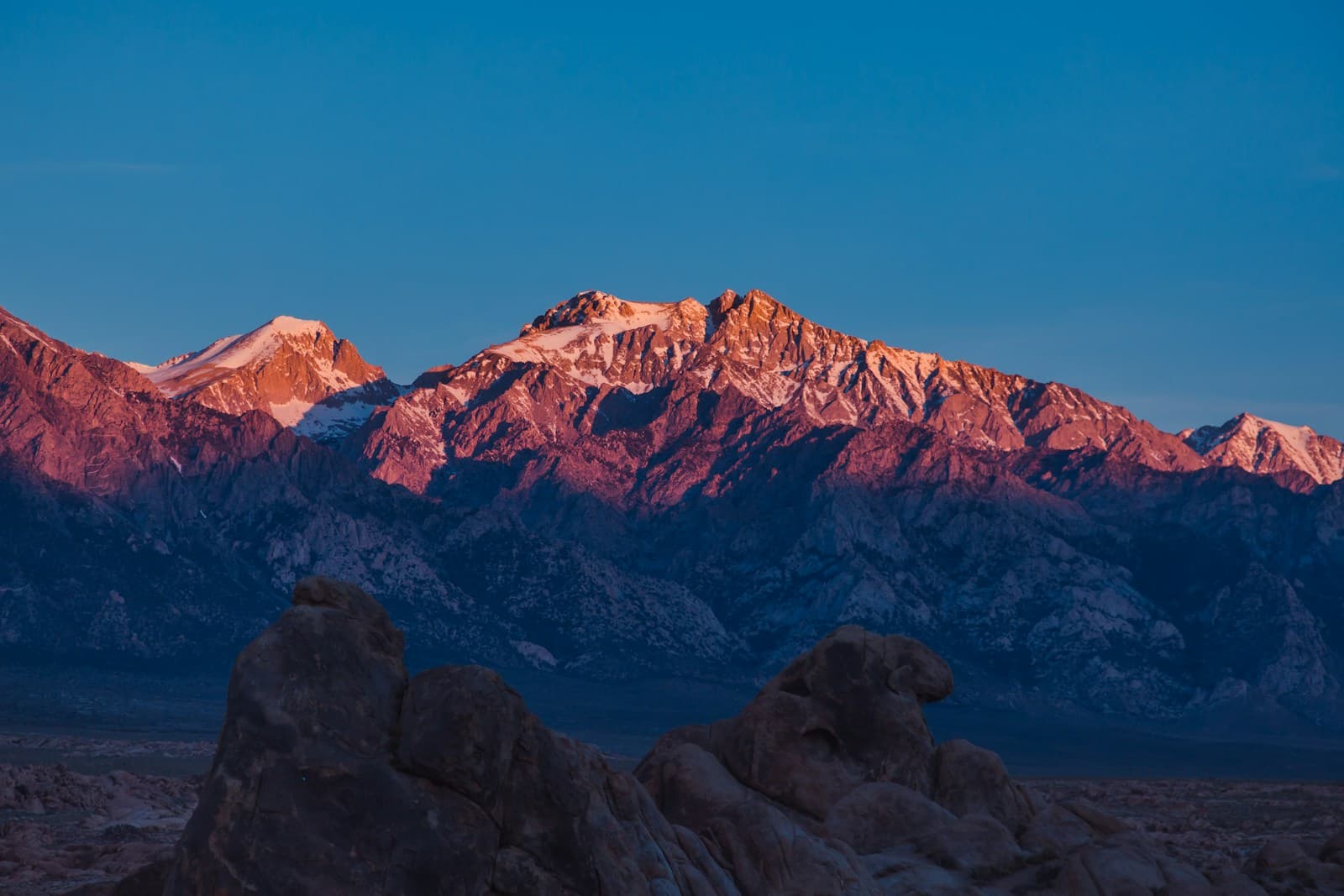 Mountain sunrise with warm morning light